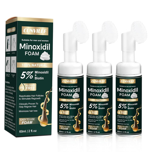 5% Minoxidil Foam for Men and Women Hair Growth, Slows Hair Loss and Promotes Hair Regrowth Treatment for Women and Men, Thicker Hair(6.33Oz Pack of 3)